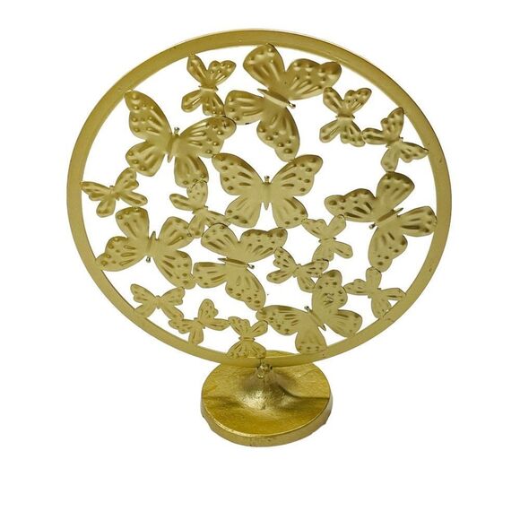12" Round Gold Butterfly Tabletop Decor - Picture 2 of 10